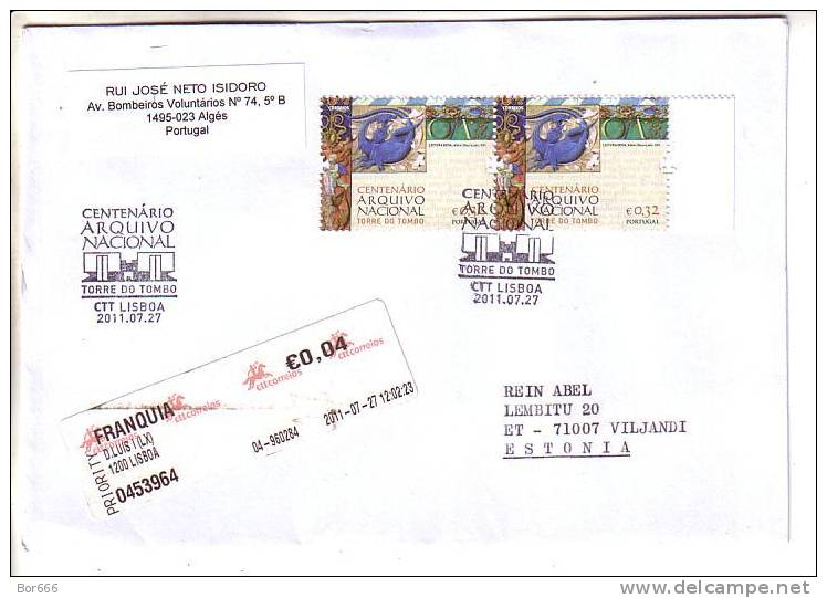 GOOD PORTUGAL Postal Cover To ESTONIA 2011 - Good Stamped: Art - Covers & Documents