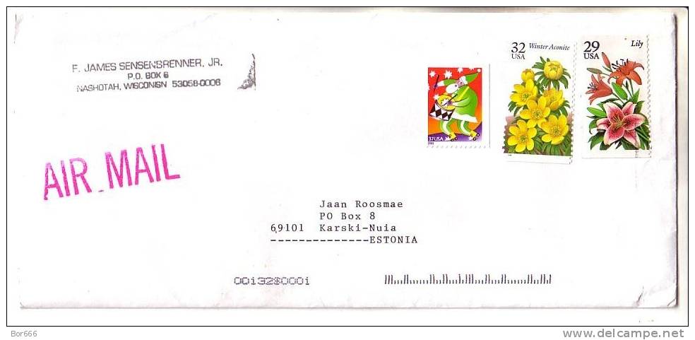 GOOD USA Postal Cover To ESTONIA 2011 - Good Stamped: Santa Claus ; Flowers - Lettres & Documents