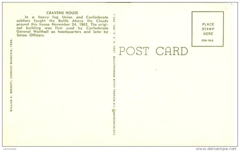 USA – United States – Cravens House, Unused Postcard [P5887] - Chattanooga