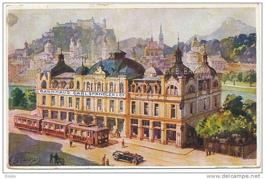 Salzburg Advert Bankhaus Carl Spangler , Bismarckstrasse, TramIll. T. Ruep , F. Morawetz - Autres & Non Classés