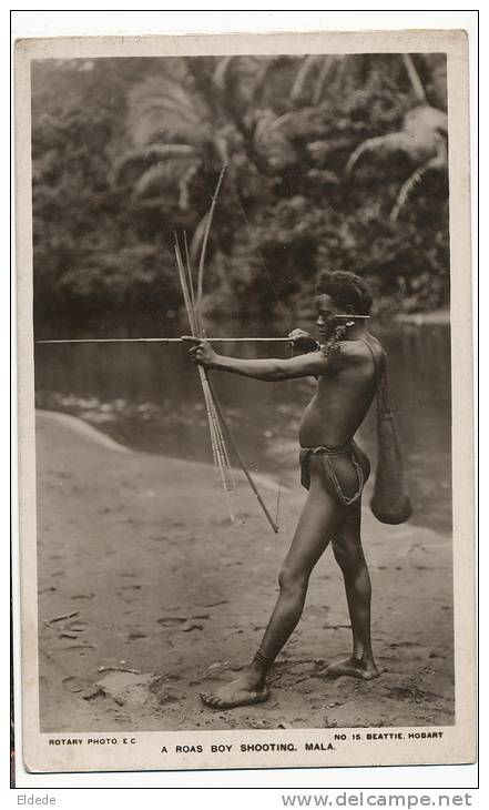 Solomon Mala A Roas Boy Shooting Tir A L'Arc Bow Nude Native Pub. Melanesian Mission - Isole Salomon