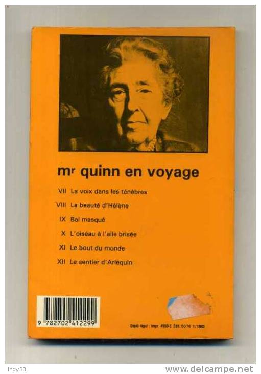 - Mr QUINN EN VOYAGE . PAR AGATHA CHRISTIE  . CHAMPS ELYSEES 1983 - Champs-Elysées