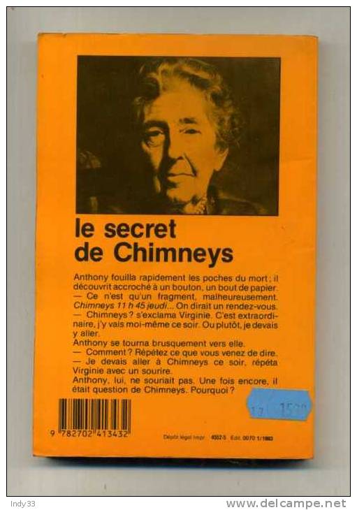 - LE SECRET DE CHIMNEYS . PAR AGATHA CHRISTIE  . CHAMPS ELYSEES 1983 - Champs-Elysées