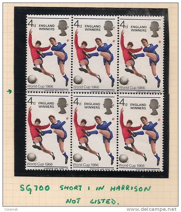 UK - Variety  SG 700 - Short I In Harrison - NOT LISTED - Pane Of 6 With Normal - MNH - Varietà, Errori & Curiosità