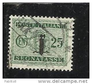 ITALIA REGNO 1944 REPUBBLICA SOCIALE SEGNATASSE FASCIO CENT. 25 TIMBRATO - Portomarken