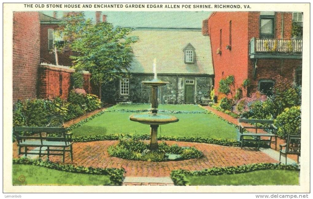 USA – United States – The Old Stone House And Enchanted Garden, Poe Shrine, Richmond, VA, 1920s Unused Postcard [P5936] - Richmond