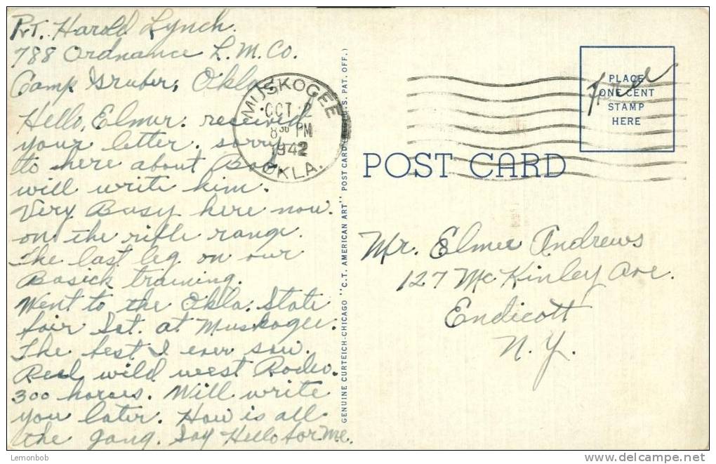 USA – United States – Will Rogers Memorial Museum And Tomb, Claremore, Oklahoma, 1942 Used Postcard [P5974] - Other & Unclassified