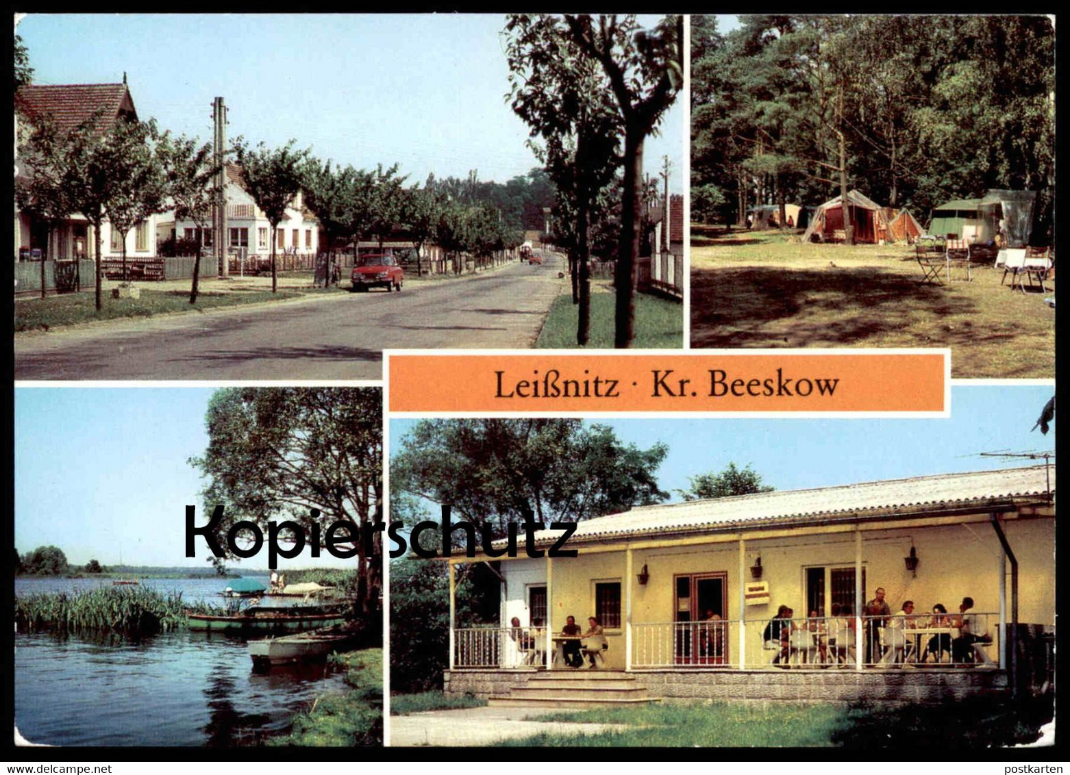 ÄLTERE POSTKARTE LEISSNITZ KREIS BEESKOW DORFSTRASSE ZELTPLATZ AM GLOWER SEE KONSUM Friedland Zelt Tent Postcard Cpa - Friedland