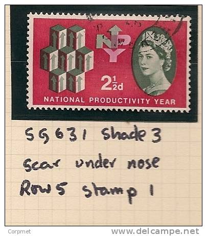 UK - Variety  SG 631 - Row 5 Stamp 1- SPEC CATALOGUE VOLUME 3 - Page 227 - USED - Abarten & Kuriositäten