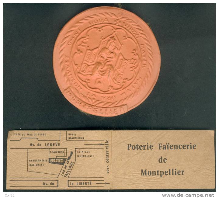 Médaillon Montpellier Poterie Faïencerie Diamètre 8cm Par Pierre Artus & Henri Siffre Frais De Poste Inclus Pour Eur - Populaire Kunst