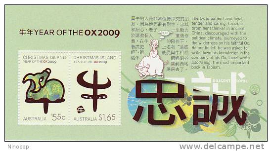 Christmas Island-2009 Year Of The OX  Miniature Sheet  MNH - Christmas Island