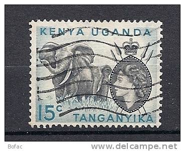 95A   (OBL)   Y  &amp;  T     (éléphant Animal &amp; La Reine élysabeth)     "KENYA &amp; OUGANDA" - Kenya, Uganda & Tanganyika