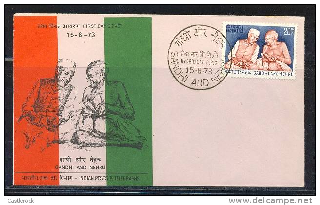 B)1973 INDIA FDC GANDHI AND NEHRU - Mahatma Gandhi