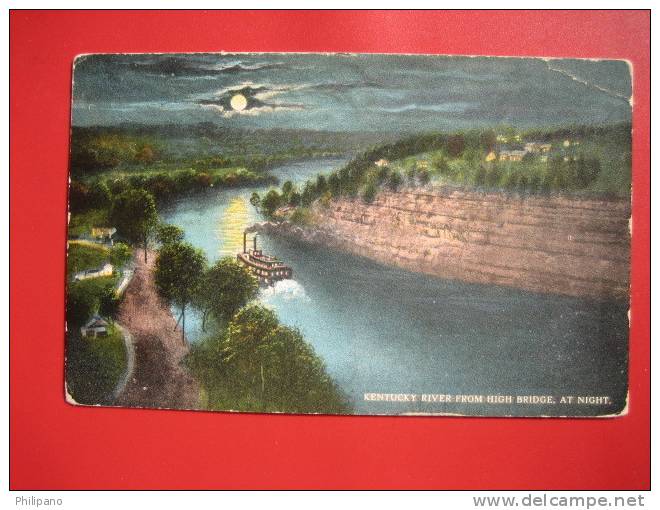 Kentucky > Kentucky River From High Bridge At Night   Ca 1910 ----  ===  -- Ref 264 - Henderson