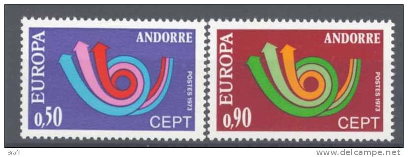 1973 Europa C.E.P.T. , Andorra Francese , Serie Completa Nuova (**) - 1973