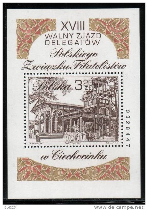 POLAND SLANIA 2002 CIECHOCINEK PERF MIN SHEET, MNH Art Architecture Health Resorts Spas - Blocs & Hojas