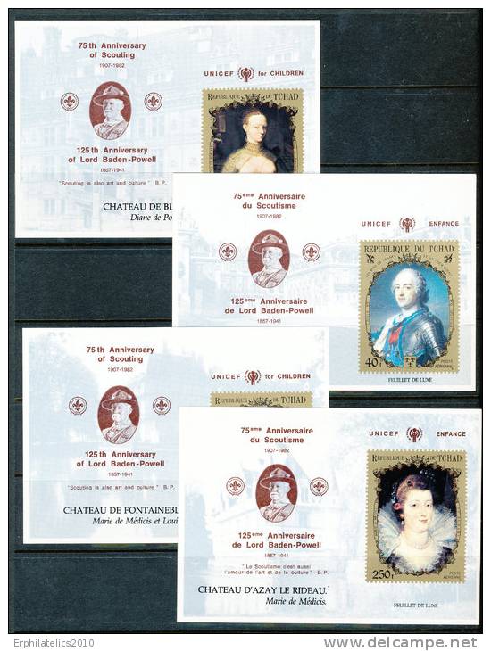 CHAD 1982IYC/ UNICEF/BOY SCOUTS SET OF 4 S/S RARE UNLISTED - Chad (1960-...)