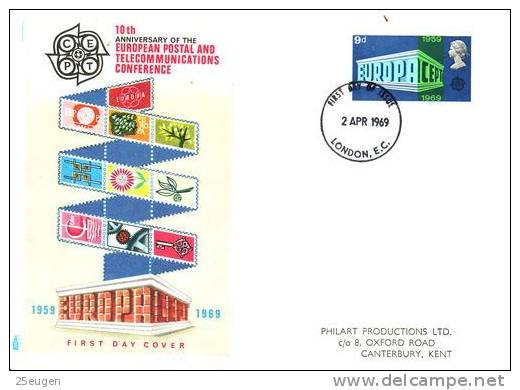 GREAT BRITAIN  EUROPA CEPT 1969   FDC - 1969