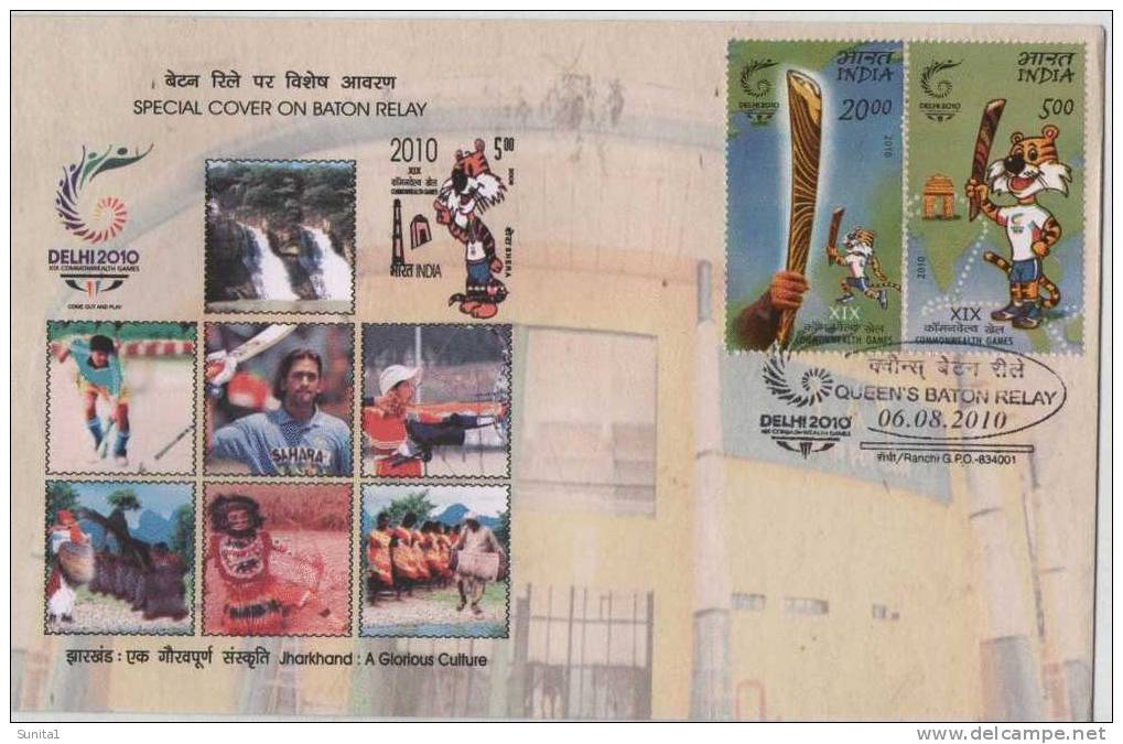 Queen´s Baten Relay, Commonwealth Games, Hockey, Mask, Folk Dance, Waterfall, Cricket, Dhoni, India, - Hockey (Veld)