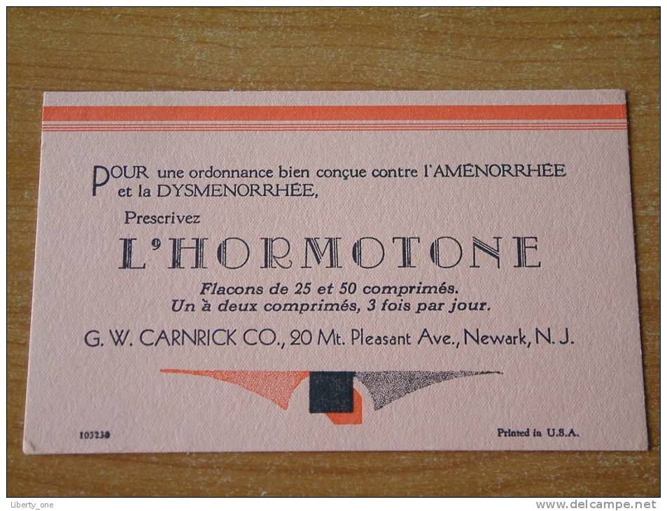 L´HORMOTONE / G.W. CARNRICK C°, NEWARK N.J. U.S.A. - ( Details Zie Foto ) ! - Chemist's