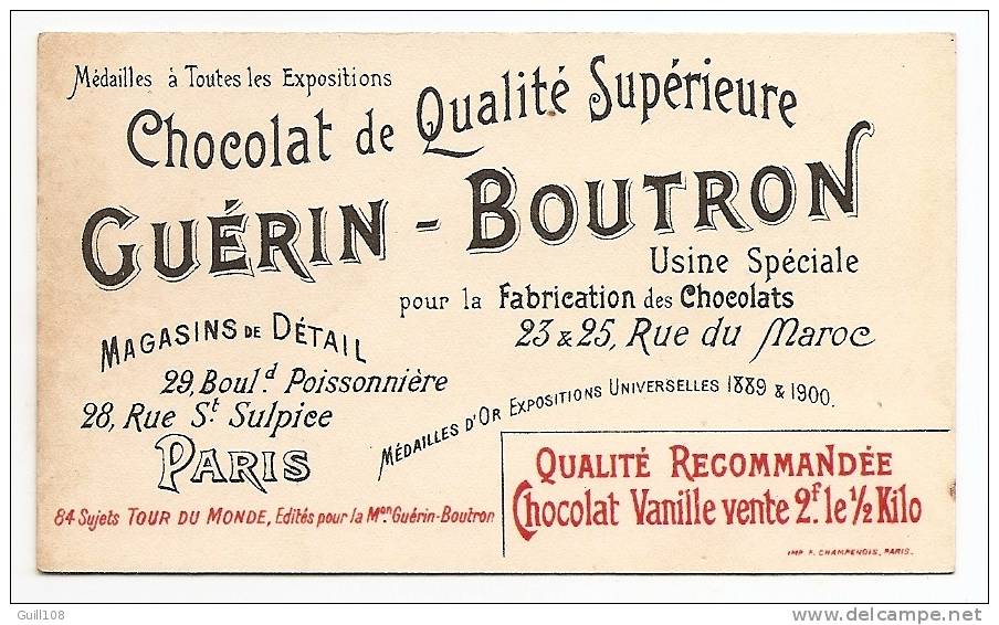 Chromo Bordure Dorée Chocolat Guérin Boutron Tour Monde N° 6 Ecosse Visite Château Balmoral A4-30 - Guérin-Boutron