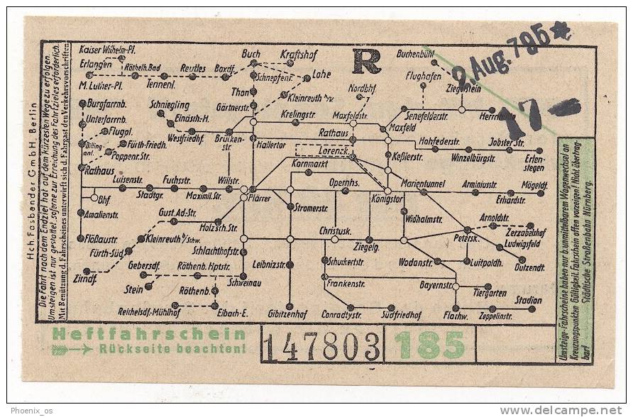 GERMANY - NURNBERG, Strassenbahn, Tram, Ticket - Europa