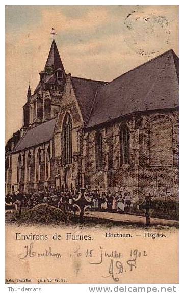 ENVIRONS DE FURNES HOUTEM HOUTHEM L´EGLISE DE KERK NELS BRUX SERIE 80 NO 38 KLEUR COULEUR - Veurne