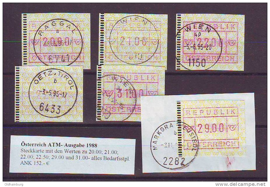 143g: Österreich ATM- Ausgabe 1988, ANK 152.- € - Plaatfouten & Curiosa