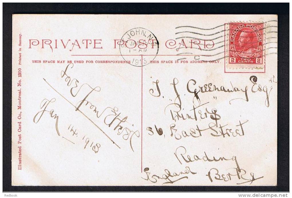 RB 763 - 1913 Canada Postcard - Leading Churches Of St John - New Brunswick - Admiral 2c Rate To Reading UK - St. John