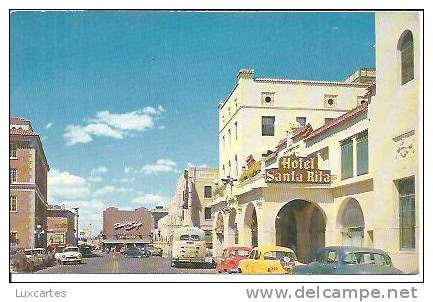 LOOKING NORTH ON SCOTT STREET IN DOWNTOWN TUCSON.ARIZONA.SHOWING THE SANTA RITA HOTEL..... - Tucson