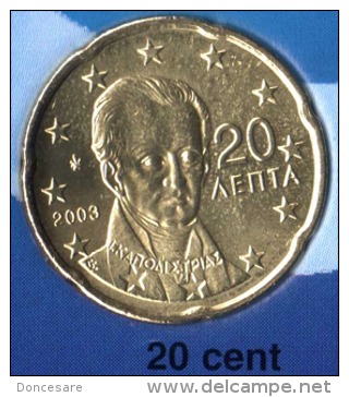 **  20 CENT GRECE 2003 PIECE  NEUVE ** - Grecia