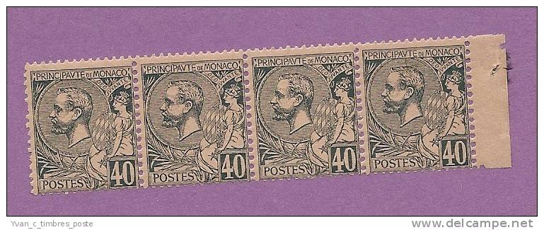 MONACO TIMBRE N° 17 NEUF SANS CHARNIERE PRINCE ALBERT 1ER BANDE DE 4 - Unused Stamps