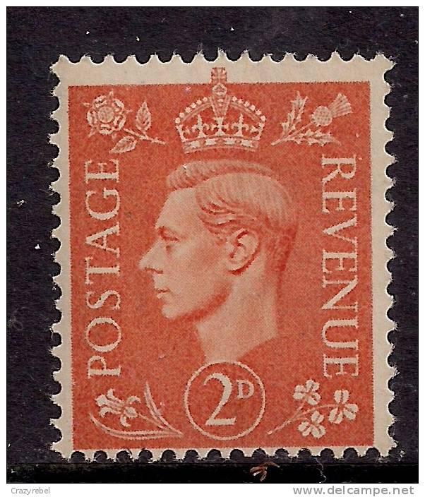 GB 1941 KGV1 2d MM ORANGE STAMP SG 488 (F141) - Unused Stamps