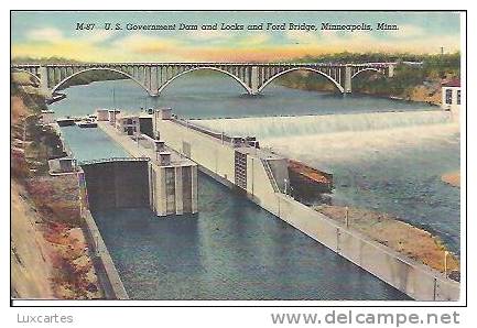 M-87. U.S. GOVERNMENT DAM AND LOCKS AND FORD BRIDGE .MINNEAPOLIS MINN. - Minneapolis