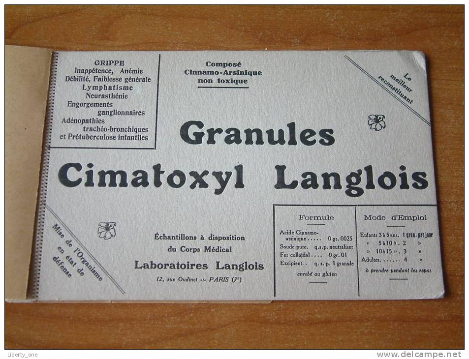 Le CARNET De BUVARDS Du CIMATOXYL LANGLOIS / Lab. LANGLOIS  PARIS ( 7e ) - ( Details Zie Foto ) ! - Produits Pharmaceutiques