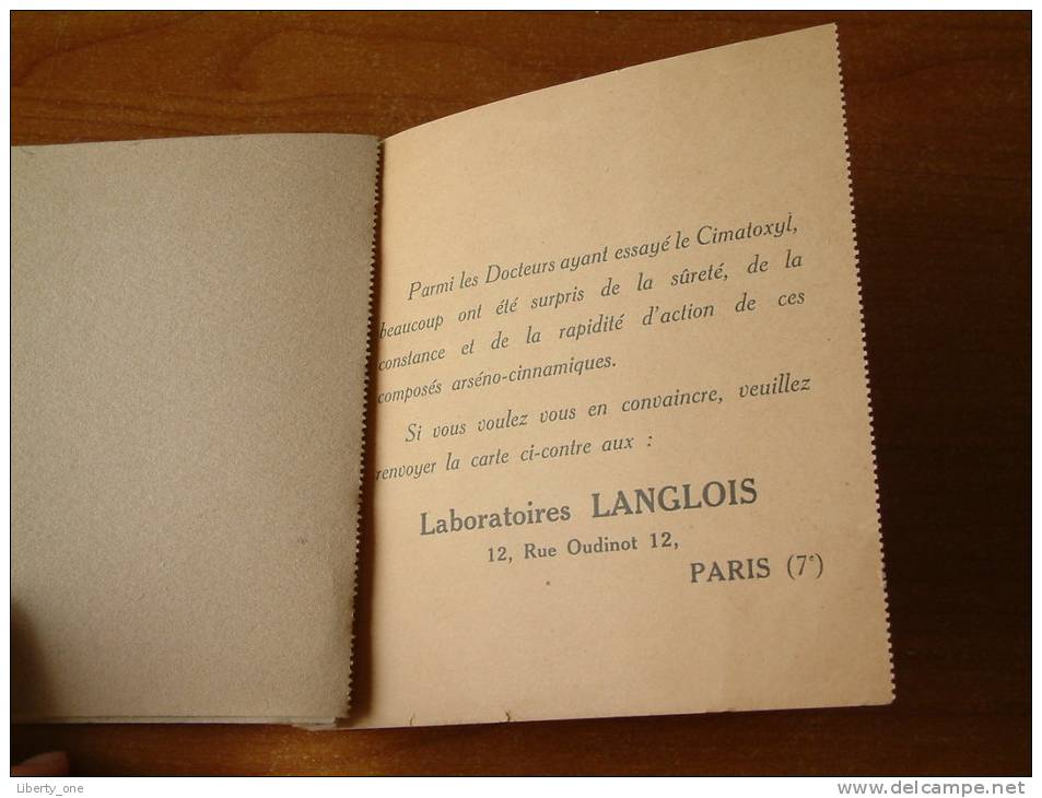 Le CARNET De BUVARDS Du CIMATOXYL LANGLOIS / Lab. LANGLOIS  PARIS ( 7e ) - ( Details Zie Foto ) ! - Produits Pharmaceutiques