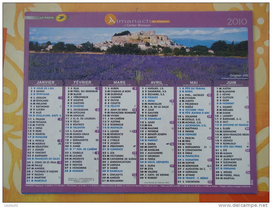 Calendrier ALMANACH PTT - LA POSTE - 2010 - Paysages - CARTIER BRESSON - Aisne 02 - Excellent état - Petit Format : 2001-...