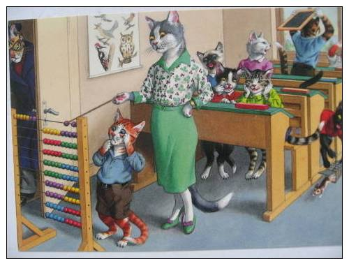 ECOLE  Ecole   CAT  Illustration Chat Humain D'après Mainzer  Reproduction - Schools
