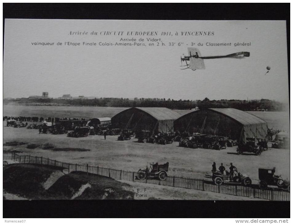 CIRCUIT EUROPEEN - VINCENNES - 1911 - L'Arrivée De L'Aviateur René VIDART - Aéroplane - Non Voyagée - Cliché TOP ! - Reuniones