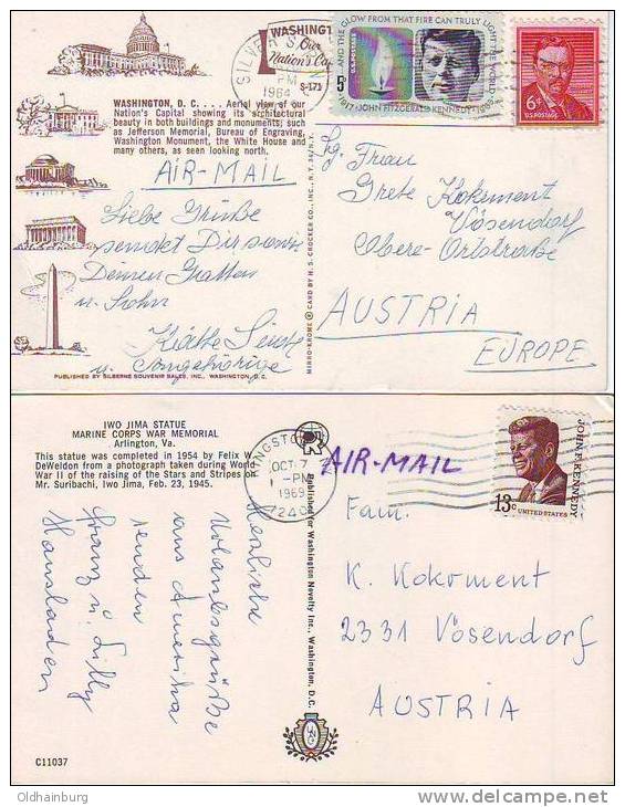 143q: Zwei Belege (Postkarten) Kennedy Nach Österreich - Kennedy (John F.)