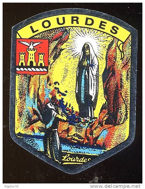 BLASON ECUSSON ARMOIRIES LOURDES  Autocollant Adhésif  ( Grotte Religion ) - Autocollants