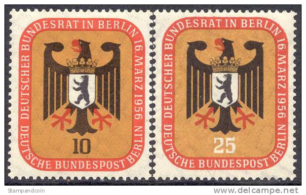 Germany Berlin 9N118-19 Mint Hinged Set From 1956 - Unused Stamps