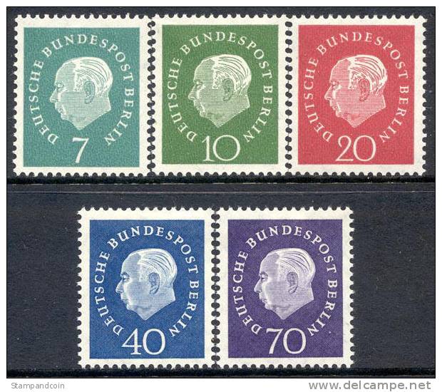 Germany Berlin 9N165-69 Mint Hinged Pres. Heuss Set From 1959 - Unused Stamps