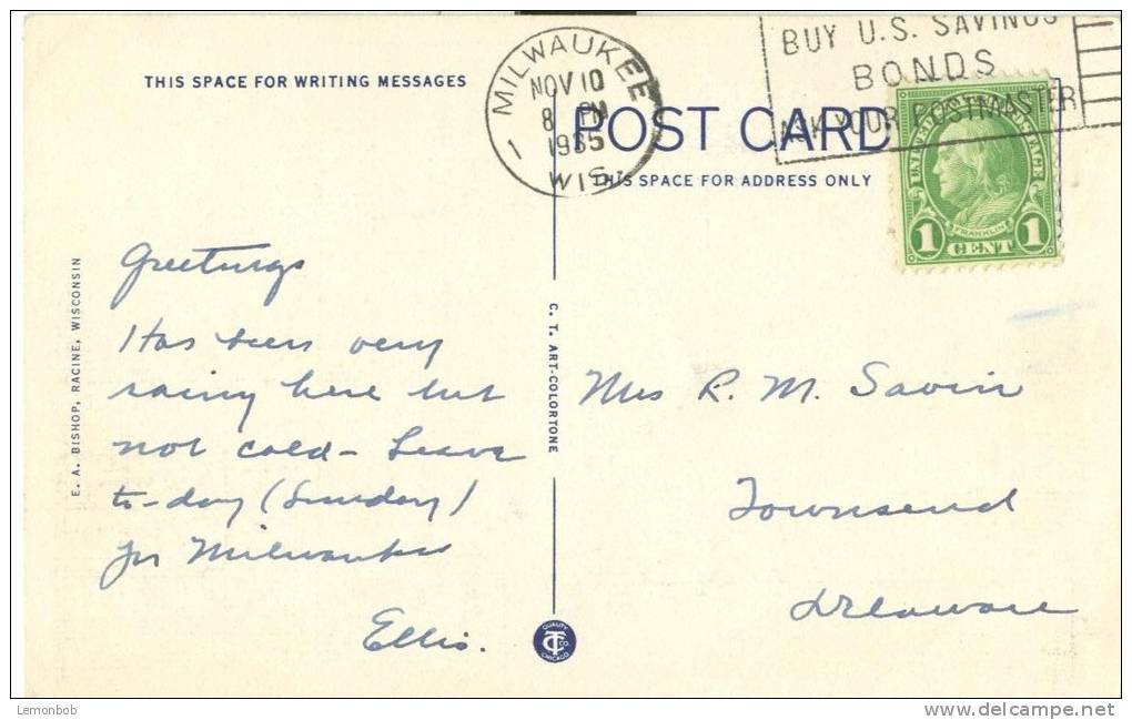 USA – United States – View Showing Part Of Civic Center, Looking West, Kenosha, Wisconsin, 1935 Used Postcard [P5979] - Kenosha