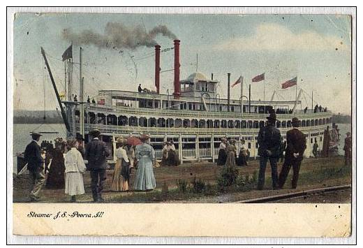 Steamer J. S. Peoria, ILL. Steamboat Riverboat Paddlewheel - Steamers