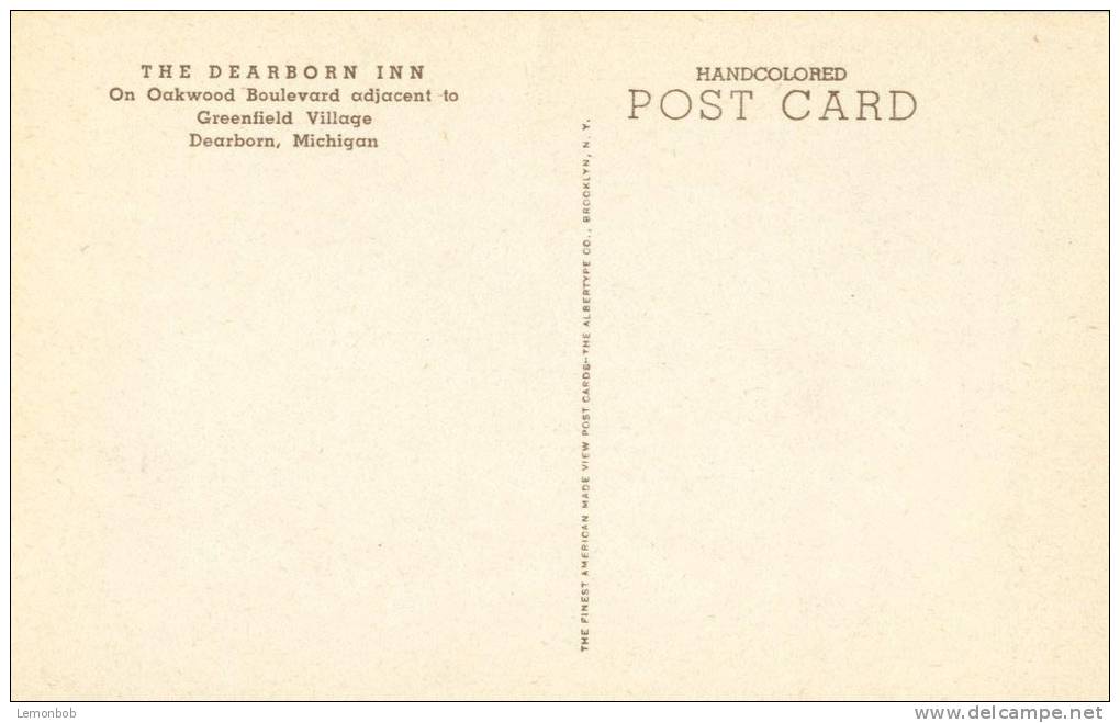 USA – United States – The Dearborn Inn, Dearborn, Michigan, 1930s Unused Postcard [P5984] - Dearborn