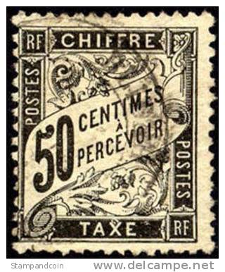 France J21 Used 50c Black Postage Due From 1892 - 1859-1959 Used