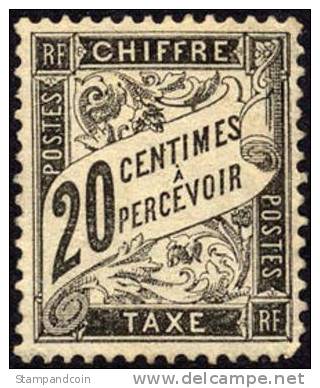 France J18 Mint No Gum 20c Black Postage Due From 1882 - 1859-1959 Mint/hinged