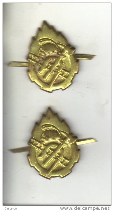 Romania - Socialist Republic - Military Badges - Pair  - Firemen - Pompiers