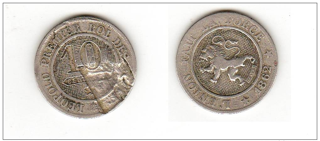 10 CENTIMES   1862   LEOPOLD PREMIER ROI DES BELGE - 10 Cent